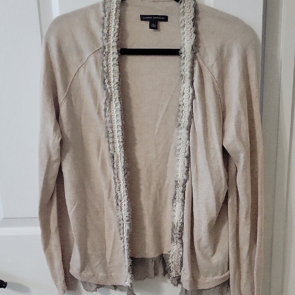 Banana Republic Beige Open-Front Cardigan